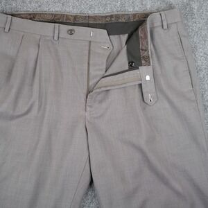 Lauren Ralph Lauren Dress Pants Mens 44x31 Taupe Grey Double Pleated Wool Blend